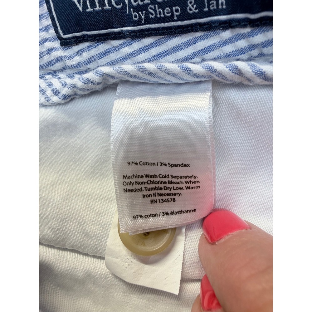 Vineyard Vines Seersucker Chino Pants Mens 34x32 Blue White Slim Straight - Picture 6 of 9